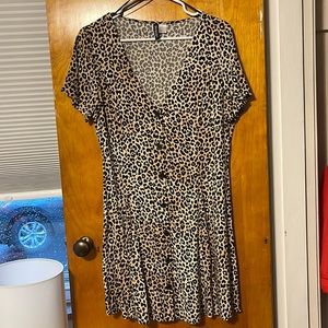 cheetah button skater dress